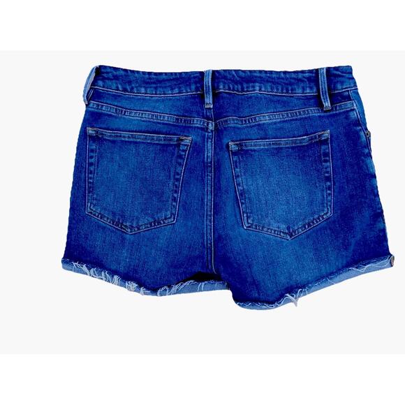 FRAME Le Grand Garcon Blue Denim Distressed Cut Off Raw Hem Shorts Size 25 - Picture 3 of 6